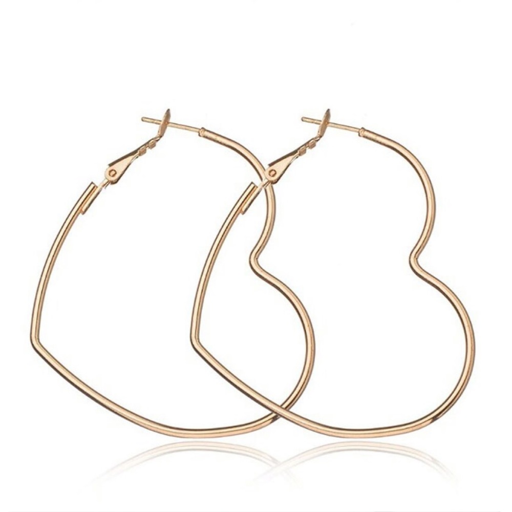 New Heart Shape Hoop Earrings Gold/Silver - Picture 2 of 6